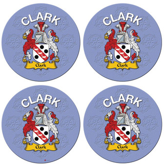 Clark English Ancestry Family Name Round Cork Coasters Set of 4
