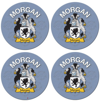 Morgan English Ancestry Family Name Round Cork Coasters Set of 4