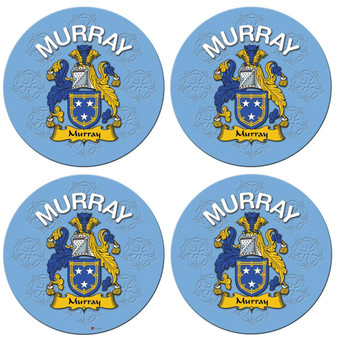 Murray English Ancestry Family Name Round Cork Coasters Set of 4