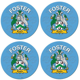 Foster English Ancestry Family Name Round Cork Coasters Set of 4