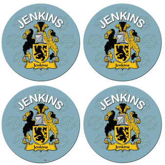 Jenkins English Ancestry Family Name Round Cork Coasters Set of 4
