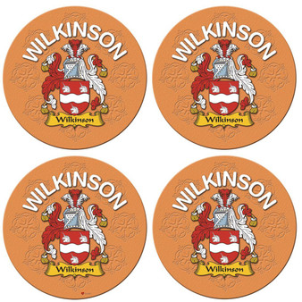 Wilkinson English Ancestry Family Name Round Cork Coasters Set of 4
