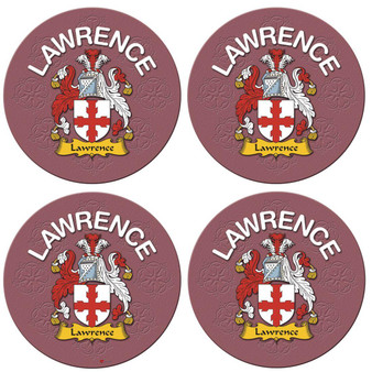 Lawrence English Ancestry Family Name Round Cork Coasters Set of 4