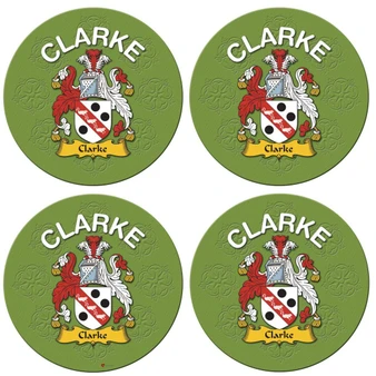 Clarke English Ancestry Family Name Round Cork Coasters Set of 4