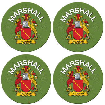 Marshall English Ancestry Family Name Round Cork Coasters Set of 4