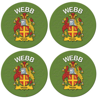 Webb English Ancestry Family Name Round Cork Coasters Set of 4