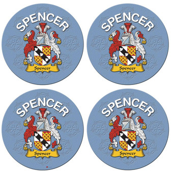 Spencer English Ancestry Family Name Round Cork Coasters Set of 4