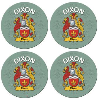 Dixon English Ancestry Family Name Round Cork Coasters Set of 4
