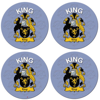 King English Ancestry Family Name Round Cork Coasters Set of 4
