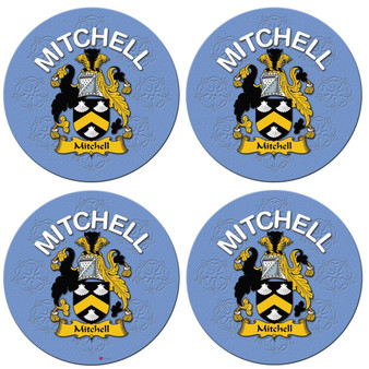 Mitchell English Ancestry Family Name Round Cork Coasters Set of 4