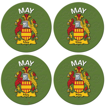 May English Ancestry Family Name Round Cork Coasters Set of 4