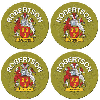 Robertson English Ancestry Family Name Round Cork Coasters Set of 4