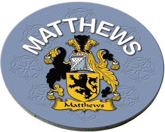 Matthews English Ancestry Family Name Round Cork Coasters Set of 4