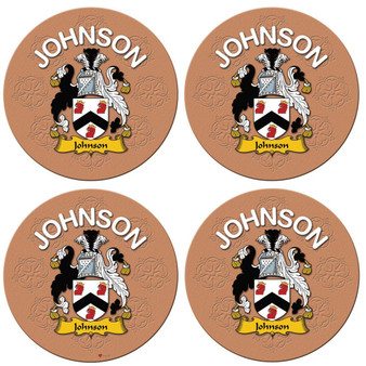 Johnson English Ancestry Family Name Round Cork Coasters Set of 4