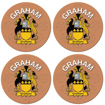 Graham English Ancestry Family Name Round Cork Coasters Set of 4