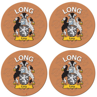 Long English Ancestry Family Name Round Cork Coasters Set of 4