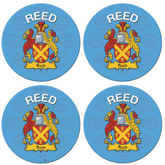 Reed English Ancestry Family Name Round Cork Coasters Set of 4