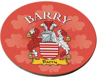 Barry Irish Clan Name Round Cork Coasters Set of 4 Irish Gift