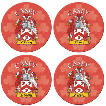 Casey Irish Clan Name Round Cork Coasters Set of 4 Irish Gift