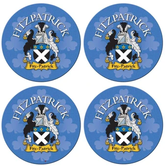 Fitzpatrick Irish Clan Name Round Cork Coasters Set of 4 Irish Gift