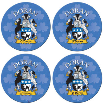 Doran Irish Clan Name Round Cork Coasters Set of 4 Irish Gift