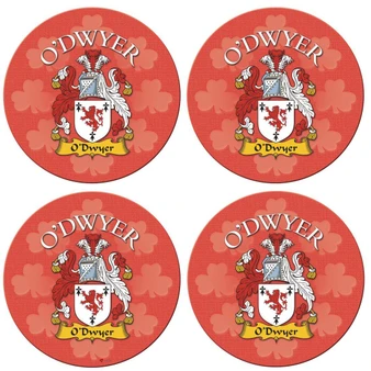 O'Dwyer Irish Clan Name Round Cork Coasters Set of 4 Irish Gift