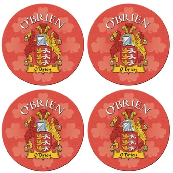 O'Brien Irish Clan Name Round Cork Coasters Set of 4 Irish Gift