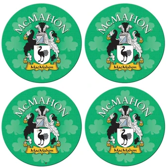 McMahon Irish Clan Name Round Cork Coasters Set of 4 Irish Gift