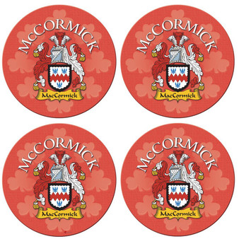 McCormick Irish Clan Name Round Cork Coasters Set of 4 Irish Gift