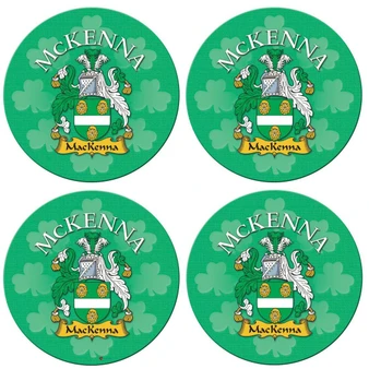 McKenna Irish Clan Name Round Cork Coasters Set of 4 Irish Gift