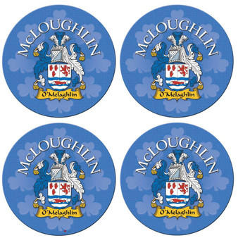McLoughlin Irish Clan Name Round Cork Coasters Set of 4 Irish Gift