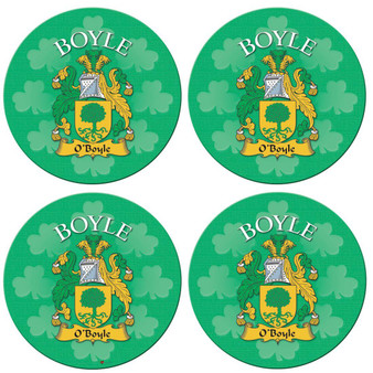 Boyle Irish Clan Name Round Cork Coasters Set of 4 Irish Gift