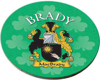 Brady Irish Clan Name Round Cork Coasters Set of 4 Irish Gift