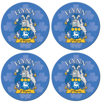 Flynn Irish Clan Name Round Cork Coasters Set of 4 Irish Gift