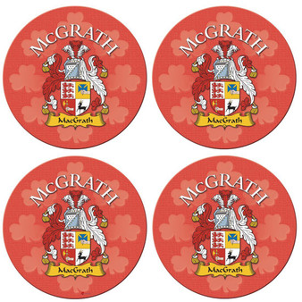 McGrath Irish Clan Name Round Cork Coasters Set of 4 Irish Gift