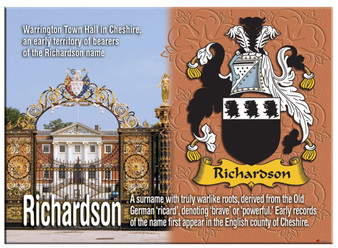 Richardson English Ancestry Family Name Metallic Picture Magnet Souvenir Gift