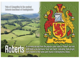 Roberts English Ancestry Family Name Metallic Picture Magnet Souvenir Gift
