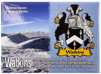 Watkins Welsh Ancestry Family Name Metallic Picture Magnet