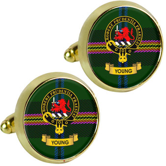 Scottish Clan Mens Cufflinks Young Clan Crest Product Of Scotland Gold Colour