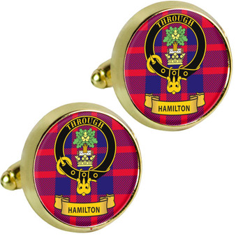 Scottish Clan Mens Cufflinks Hamilton Clan Crest Product Of Scotland Gold Colour