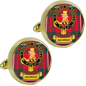 Scottish Clan Mens Cufflinks MacGregor Clan Crest Product Of Scotland Gold Colour