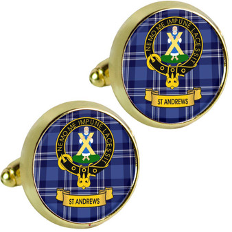 Scottish Clan Mens Cufflinks St Andrews Clan Crest Product Of Scotland Gold Colour