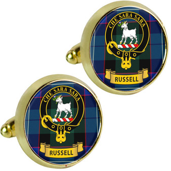 Scottish Clan Mens Cufflinks Russell Clan Crest Product Of Scotland Gold Colour