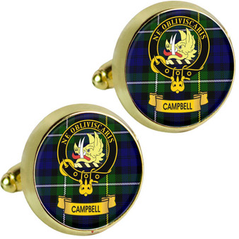 Scottish Clan Mens Cufflinks Campbell Clan Crest Product Of Scotland Gold Colour
