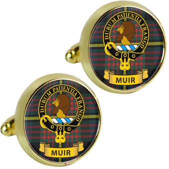 Scottish Clan Mens Cufflinks Muir Clan Crest Product Of Scotland Gold Colour