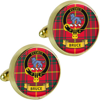 Scottish Clan Mens Cufflinks Bruce Clan Crest Product Of Scotland Gold Colour