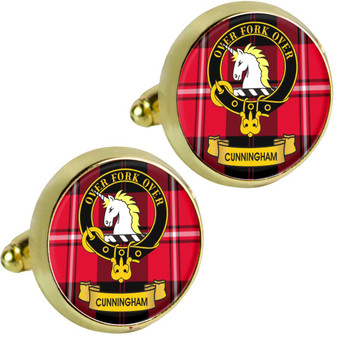 Scottish Clan Mens Cufflinks Cunningham Clan Crest Product Of Scotland Gold Colour