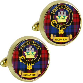 Scottish Clan Mens Cufflinks Maclachlan Clan Crest Product Of Scotland Gold Colour