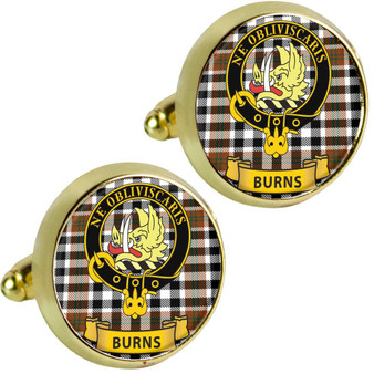 Scottish Clan Mens Cufflinks Burns Clan Crest Product Of Scotland Gold Colour