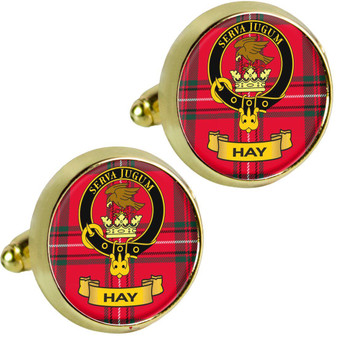 Scottish Clan Mens Cufflinks Hay Clan Crest Product Of Scotland Gold Colour
